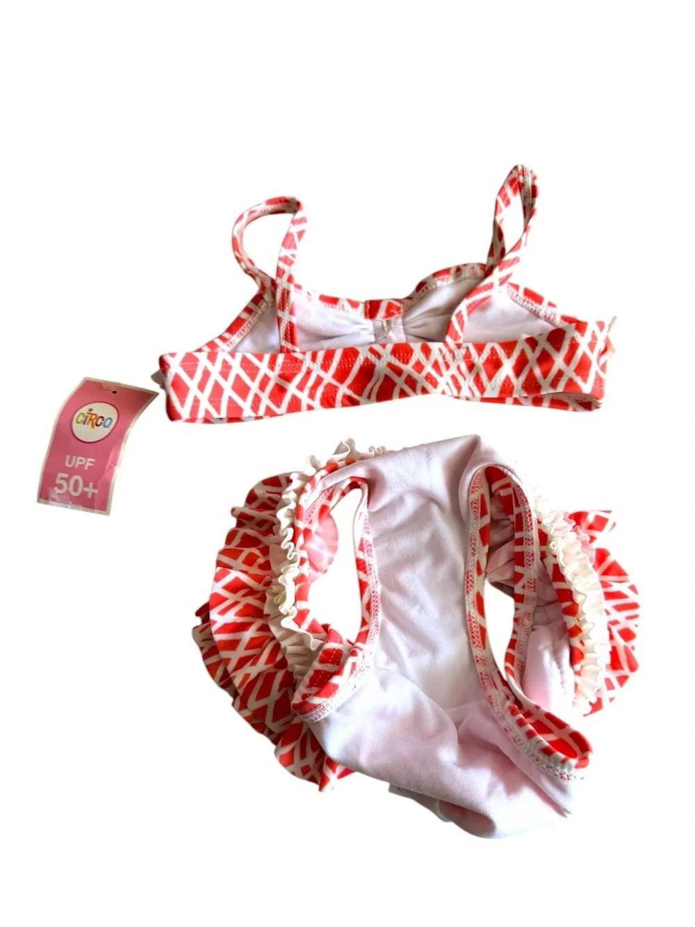 Circo Girls Two-Piece Ruffle Bikini Set - Coral/White.   Size 2 T